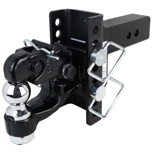 Shocker XR Adjustable Channel Pintle & Ball Combo Hitch, Fits 2-1/2
