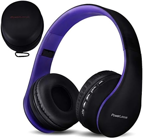 PowerLocus Bluetooth Headphones Over Ear, Foldable Wireless Headphones, Hi-Fi Stereo Headphone with Deep Bass, Micro SD/TF, FM Radio & Wired mode, Built-in Microphones, Soft Earmuffs for Phone/PC