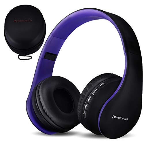 PowerLocus Bluetooth Headphones Over Ear, Foldable Wireless Headphones, Hi-Fi Stereo Headphone with Deep Bass, Micro SD/TF, FM Radio & Wired mode, Built-in Microphones, Soft Earmuffs for Phone/PC