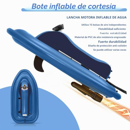 Miniatura 5 de Moto Acuática Inflable De Verano Con Scooter Submarino Motor De 700 W, Batería Extraíble , Bote Inflable Eléctrica De 150 Kg Para Adultos, Con Bolsa De Almacenamiento Para Propulsor,500w10a