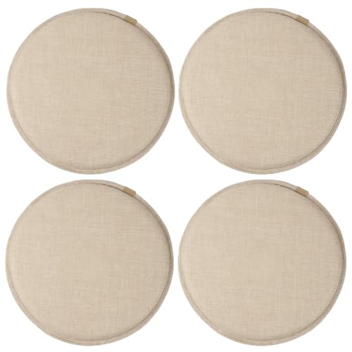 Coussins de chaise qui ne glissent pas ronds 40x40 cm lot de 4 beige - 2