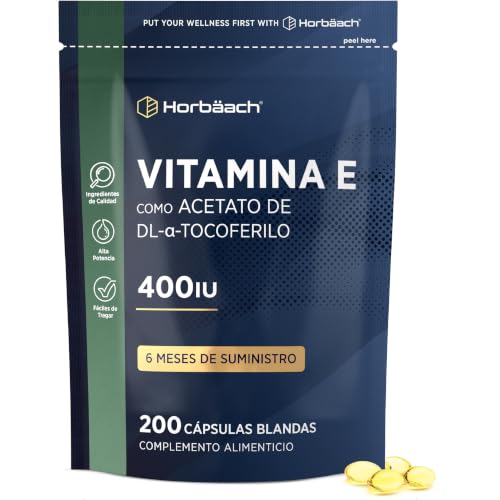 Vitamina E Cápsulas 400 UI (D-Alpha Tocoferol) - Pura - 200 Perlas