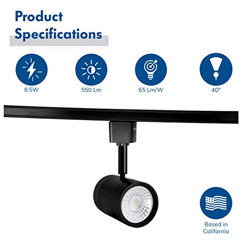 Hyperikon LED Black Track Lighing Head, Dimmable, 8.5W, H Type Track Light, Daylight, Energy Star, 4 Pack