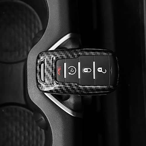 Image of RAZPOY for RAM Key Fob Cover, Carbon Fiber Remote Control Cover Smart Key Protector Key Case Shell Holder for 2018-2023 Dodge RAM 1500 2500 3500 Accessories, ABS