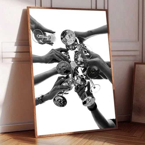 Peintures de restaurant vintage avec cadre noir et blanc affiche toile cocktail