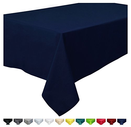 Home Direct Qualitäts Tischdecke Textil Eckig 150 x 300 cm, Farbe wählbar Dunkelblau