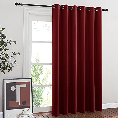 NICETOWN Glass Door Curtains for Window, Wide Thermal Curtain Panels, Sliding Door Drapes, Extra Wide Curtains (Burgundy Red, 80 inches Wide x 84 inches Long)