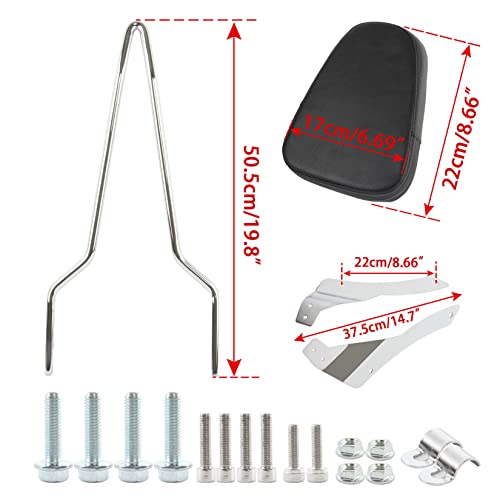 Motorcycle Passenger Rear Backrest Sissy Bar Luggage Rack Pad Kit For Yamaha V Star 650 Classic 1998-2010 #TOP5