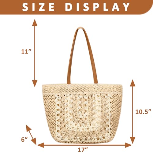 Straw Beach Bag for Women, Large Capacity Tote Bag, Handbag for Vacation, Travel, Daily(Styles 3242