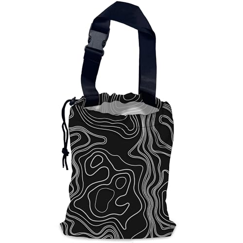Image of Vintage Heights Lines Map Car Garbage Bag,Waterproof Small Car Trash Bag Hanging Back of Seat,Drawstring Hanging Car Trash Bag with Adjustable Buckle for Car Accessories