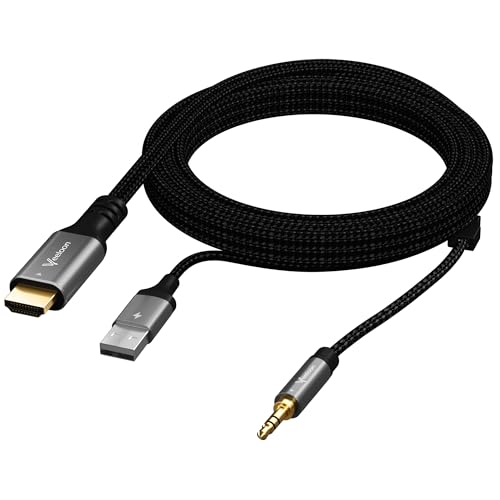 HDMI ARC to 3.5mm AUX Audio Extractor Converter Cable 3 FT USB Powered ARC/eARC to Stereo Male Adapter Splitter 192KHz PCM for TV Sound System Speaker Soundbar Home Theater Amplifier Plug & Play