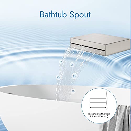 Robinet de baignoire cascade bec mural mitigeur douche nickel brossé - 5