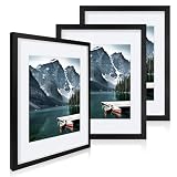 Hongkee 11x14 Picture Frames set of 3, Black and White Double Colors Photo frame - Displays 8x10 Picture with Mat or 11 x 14 Poster without Mat, Wall Collage Frame set