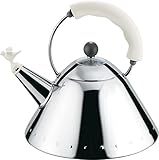 Alessi Kettle in 18/10 Stainless Steel Mirror Polished with Handle and Small Bird-Shaped Whistle in...