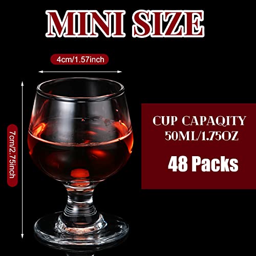 Cute Shot Glasses Mini Glass Snifters Cognac 1.7 Oz Glasses Brandy Snifter Mini Wine Glasses Clear Glass Dinnerware Set For Whiskey Juice Vodka Sherry Champagne Brandy Wine Party Supplies (48 Pieces) #TOP1