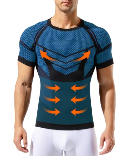 Mauro Kane Tee Shirt Compression Homme Haut de Sport Effet Gainant Ventre Plat Respirant pour Fitness, Running et Gym