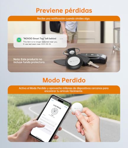 NOVOO Air Smart Tracker Tag per Apple & Google Find My, Mini Localizzatore Bluetooth con Allarme Forte 80dB, Batteria Sostituibile, Etichetta Localizzatore per Chiavi/Passaporto/Valigie/Bagni, 4 PCS - Immagine 3