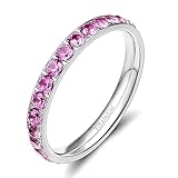 TIGRADE 3mm Women Titanium Engagement Ring Cubic Zirconia Eternity Wedding Band Size 3 to 13.5 (purple pink, 8)