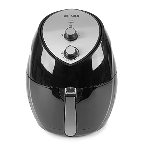 Haden 6L Air Fryer – Low Fat Compact Air Fryer - Timer 30min and Temperature Control (up to 200°C) - 4.7L Basket - 6L Outer Pan - Black & Silver - Automatic Shut-Off