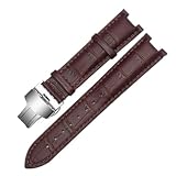 SEQLTWFC Cinturino in vera pelle compatibile con cinturino Versace Gucci GC 22 * ​​13mm 20 * 11mm cinturino dentellato con fibbia a farfalla in acciaio inossidabile(Brown-silver,20-11mm)