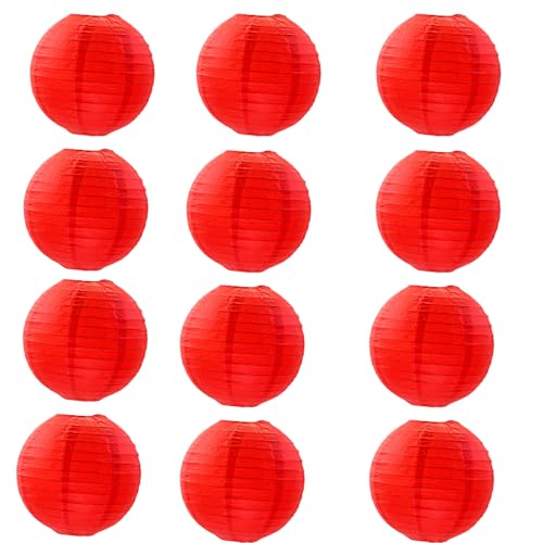 Vastsea 12 Pezzi Lanterna di Carta Rosso, Lanterne di Carta Appese, per Festival, Matrimoni, Compleanni, Decorazioni per Feste (Rosso)