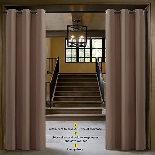 Image of NICETOWN Sound Reducing Room Divider Curtain Screen Partition, Function Thermal Blackout Patio Door Curtain Panel, Sliding Door Insulated Curtain, Cappuccino, 5ft Wide x 7ft Long