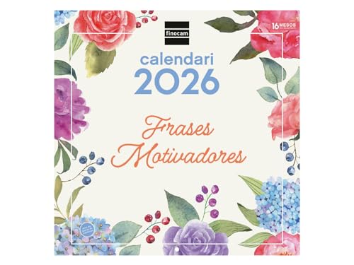 Finocam - Calendario de pared 2026 30x30 cm Mes Vista Enero - Diciembre 2026 + Sep.- Dic. 2025 (4 meses) reducidos | Calendario 2026 | Imágenes Frases motivadoras - Catalán