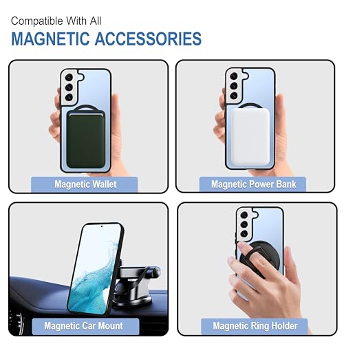 Image of CEDO Cover for Samsung Galaxy S22 Plus (5G) | Compatible with MagSafe Wireless Charging | Designed with Magnetic Lock Shockproof Phone Bumper Transparent Back Case Cover (Black)