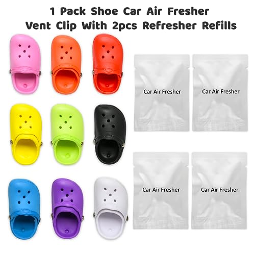 Image of Cute Car Air Freshener, 1 Pack Shoe Shape Car Vent Clip with 2 PCS Refills Solid Fragrance Replacement Pads - Car Decor with Blue Perfume Clip - Interior Accessories for Men /Women
