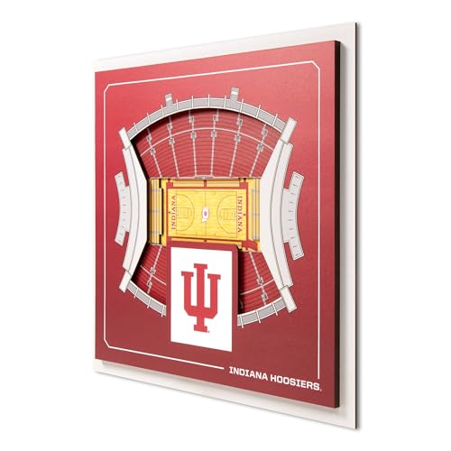 YouTheFan Officially-licensed NCAA Indiana Hoosiers Stadium Series 3D Wall Art - multi-layer team stadium replica, detailed sports fan gift, indoor decor