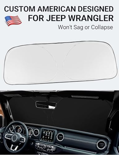 Image of Proadsy Windshield Sun Shade Custom Fit Jeep Wrangler JL JLU & Gladiator JT 2018-2024 2025 2026 4-Layer Foldable Front Sunshade Protector Sun Visor Blocks UV Rays Keep Car Cooler Accessories