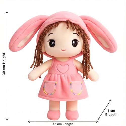 Image of Cute Plush Toy for Kids | | Soft Toys | Birthday Gift for Girls /Wife, Boyfriend /Husband, Soft Toys for Girls, Baby Toy (Random Color) Pack of 1 (Bunny Ear Girl Do)