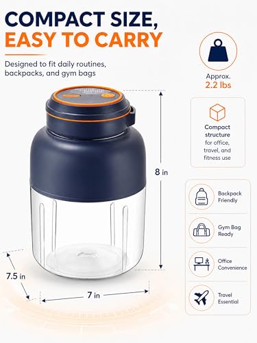 Wireless Juicer Cup, 2026 New 1300ml Portable Electric Juicer Cup, USB Rechargeable Electric Juicers Cups with Dual Lid, Portable Blender for Shakes & Smoothies with Zero Cord Hassle (A-800ml)