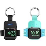 Portable Wireless Charger for Apple Watch, Black and Green Keychain Extra Battery Travel Charger wit
