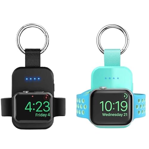 Portable Wireless Charger For Apple Watch, Black And Green Keychain Extra Battery Travel Charger With Usb Cable Compatible With Watch Series 7 6 5 4 3 2 1 #TOP11