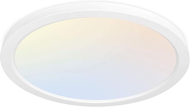 hykolity 12 Inch Selectable CCT LED Round Flat Panel Light,3CCT | 24W 3000K/4000K/5000K,Edge-Lit Flush Mount Ceiling Light Fixture for Kitchen,Bedroom,Laundry and Closet Room,White
