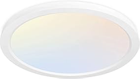 12 Inch Selectable CCT LED Round Flat Panel Light&comma; 24W 3000K&sol;4000K&sol;5000K&comma; Edge-Lit Flush Mount Ceiling Light Fixture for Kitchen&comma; Bedroom&comma; Laundry and Closet Room&comma; White