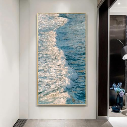 Décoration murale de porche ocean vagues blanches 80x160 cm