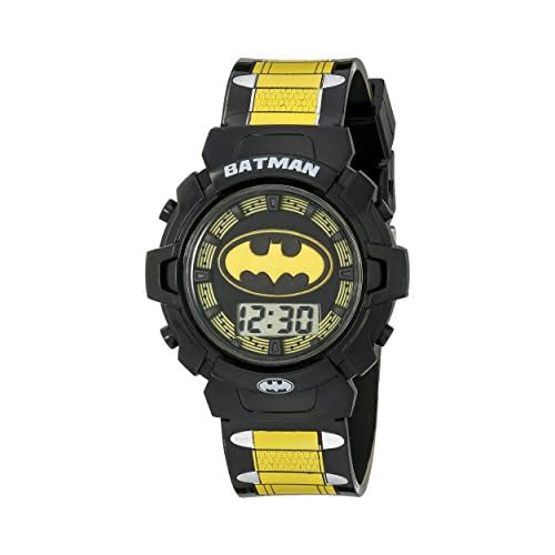 DC Comics Relógio infantil Batman BAT4177 com mostrador digital de quartzo multicolorido, Preto, Digital, movimento de quartzo