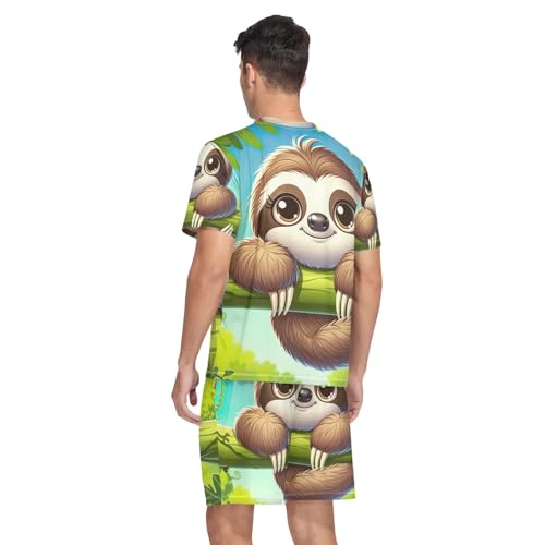 Pajama Set for Men, Short Sleeve Summer Sleepwear Lightweight Loungewear, S-XXL2