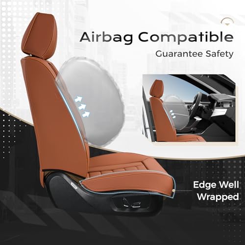 Image of Coverado Car Seat Covers Full Set, Seat Covers for Cars, Front Seat Covers and Back Seat Cover Waterproof Leather Automotive Seat Cover, Universal Car Interior Protectors Cushion for Most Cars