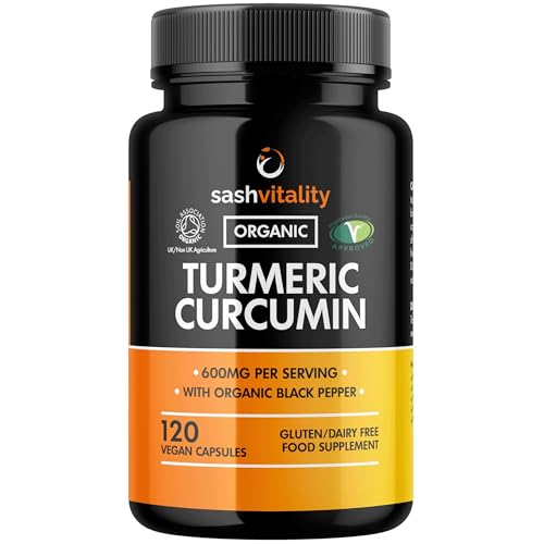 Sash Vitality Organic Turmeric Curcumin 1800mg High Strength Per Serving with Organic Black Pepper | Best Curcumin Absorption | 120...