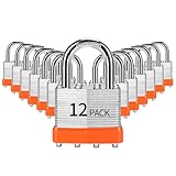 HZSY Gleichschließende Vorhängeschlösser aus laminiertem Stahl, 40 mm breit, normales Bügel-Vorhängeschloss, orangefarbener Reifen, 12 Stück, für Fitnessstudio-Schließfächer und Aufbewahrungseinheit