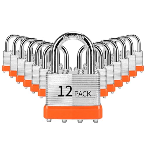 HZSY Padlocks Keyed Alike, Pack of 12, Laminated Steel Keyed Lock (1-9/16