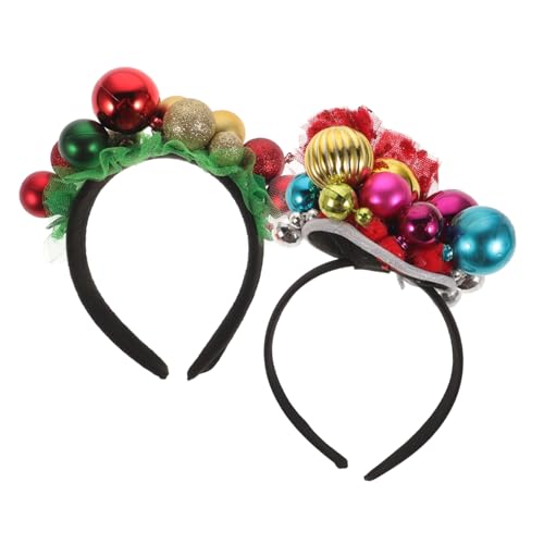 LRXIYODE Diademas Campanas Navideñas 2 Unidades Tamaño Adulto Banda Cabello Festiva para Fiestas de Navidad y Año Accesorios Decorativos Color Surtido