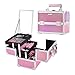 Joligrace Makeup Train Case Portable Cosmetic Box Jewelry Organizer Lockable with Keys and Mirror 2-Tier Trays Carrying with Handle Makeup Storage Box - Mermaid Pink