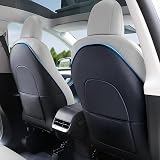 Lomccian Back Seat Protector 2023 for Tesla Model 3 Model Y Model S Model X, Leather Seat Back Kick Protector for Kids, Waterproof, Scratchproof, Set of 2