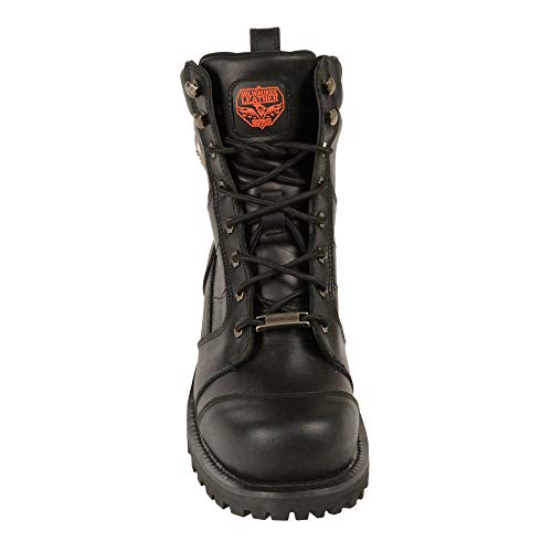 Image of Milwaukee Leather Classic Men's Black Leather Wide-Width 8-inch Lace-Up Logger Biker Boots MBM9030W