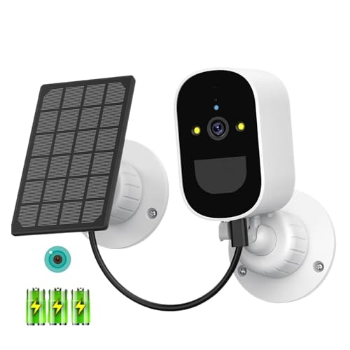 LLOOPK Cámara de Seguridad, Cámara IP, Panel Solar Alimentado por batería, Seguridad inalámbrica for Exteriores, 1080P HD, vídeo CCTV, vigilancia PIR, detección Humana(Camera Add 64G)