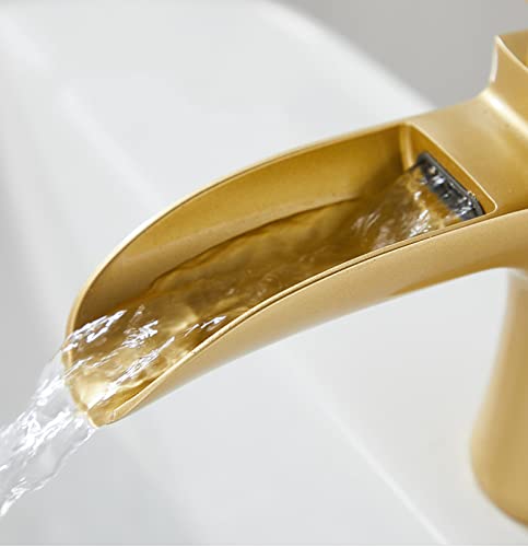 Grifo de latón para lavabo con caída de cascada y acabado LWX corto 3